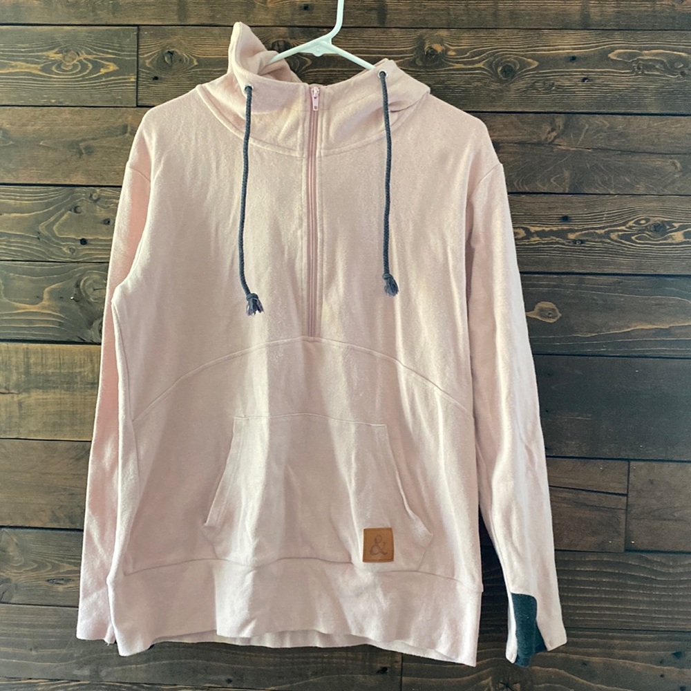 Ampersand light pink half zip hoodie